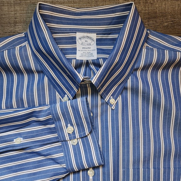 Brooks Brothers Other - Brooks Brothers Regent Fit Men's XL Blue/White Striped Long Sleeve Button Up...